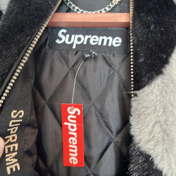 SUPREME DIAMOND FAUX FUR JACKET